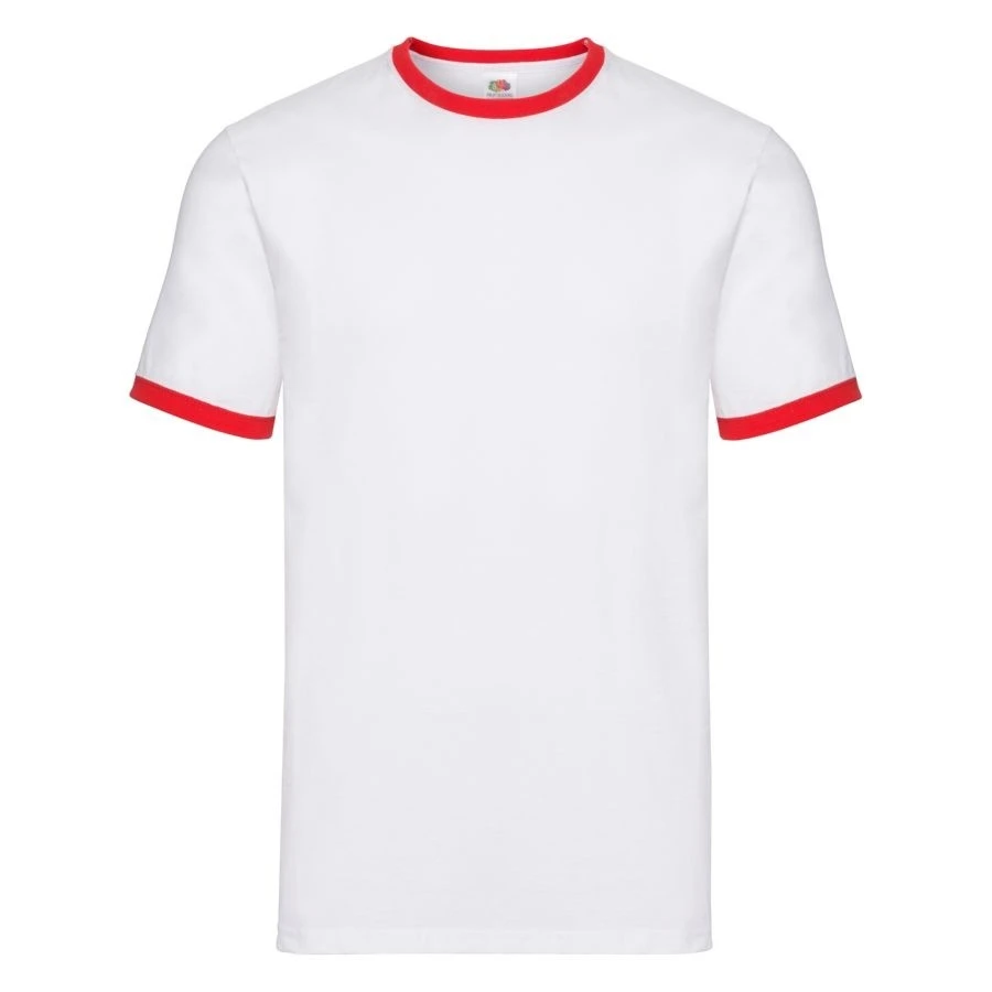 Футболка "Ringer T", белый с красным_2XL, 100% х/б, 160 г/м2