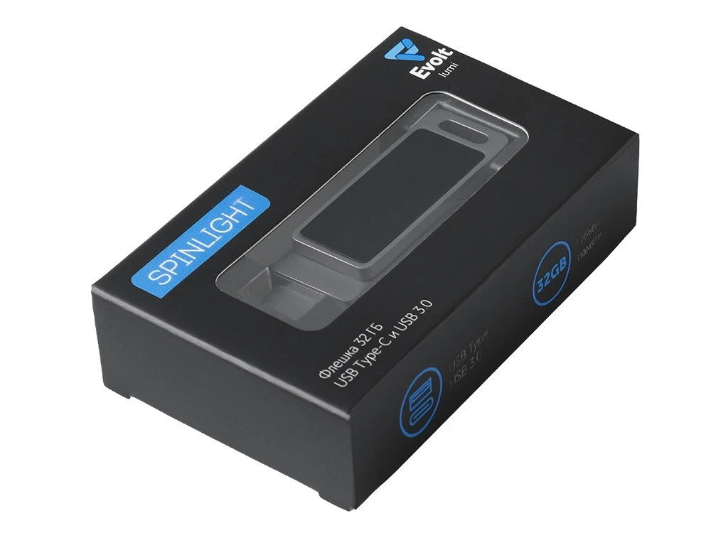 USB3.0/ Type-C флешка 2в1 на 32 ГБ Спинлайт с подсветкой