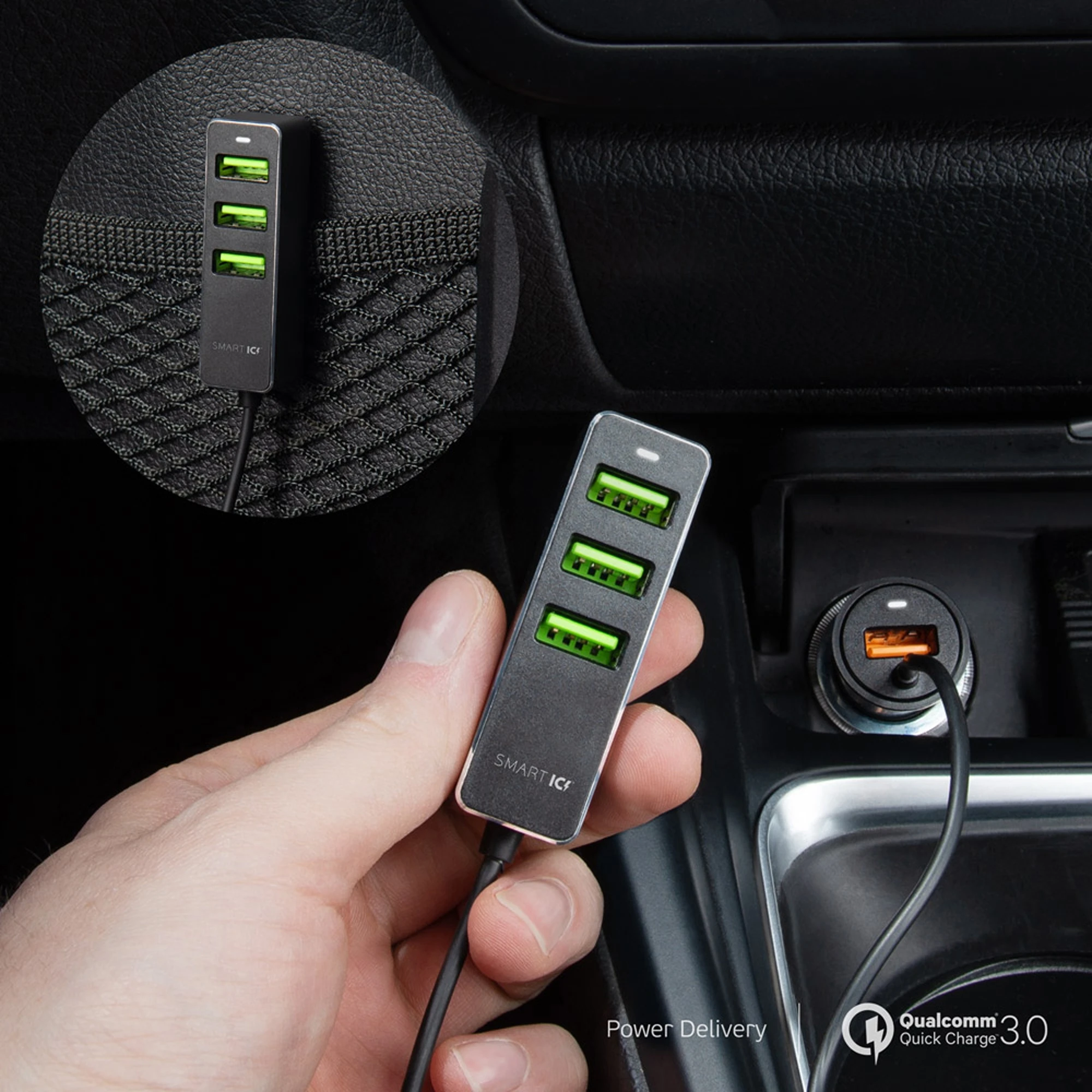 АЗУ 1 USB + 3 USB для пассажиров, QC 3.0, 7Аa