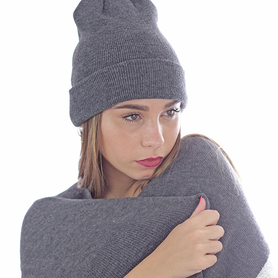 Шарф вязаный  двойной "WIND SCARF"_серый,100% акрил